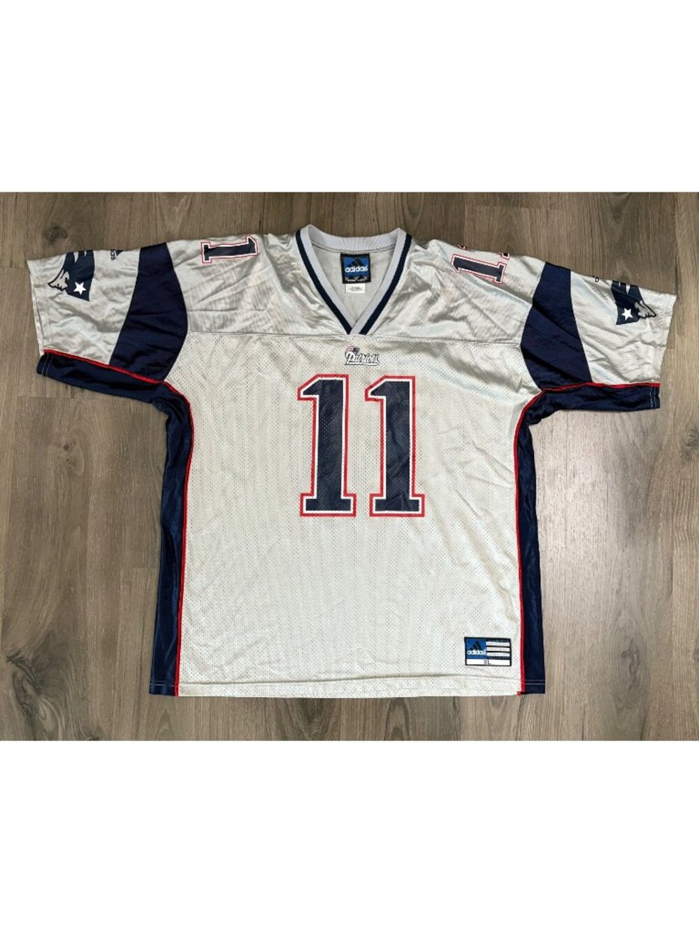 Vintage Adidas New England Patriots Drew Bledsoe #11 NFL Jersey Silver XL